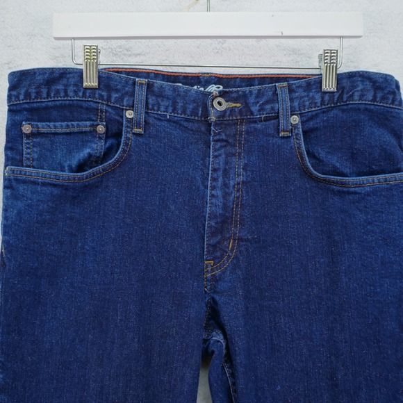 Eddie‎ Bauer Slim Specially Dyed Blue Denim Selvedged Jeans 35 / 30 Mid Rise - Picture 2 of 12